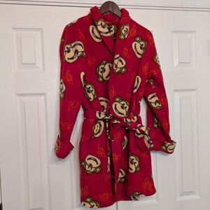 Don't Tell Daddy Red Monkey Banana Fleece Robe One SIze